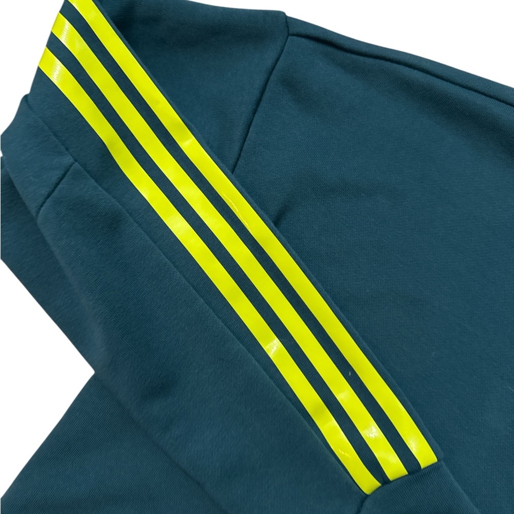 Adidas Women’s Size XS Green And Yellow Crop Sweatshirt Striped Sleeves - Picture 3 of 9